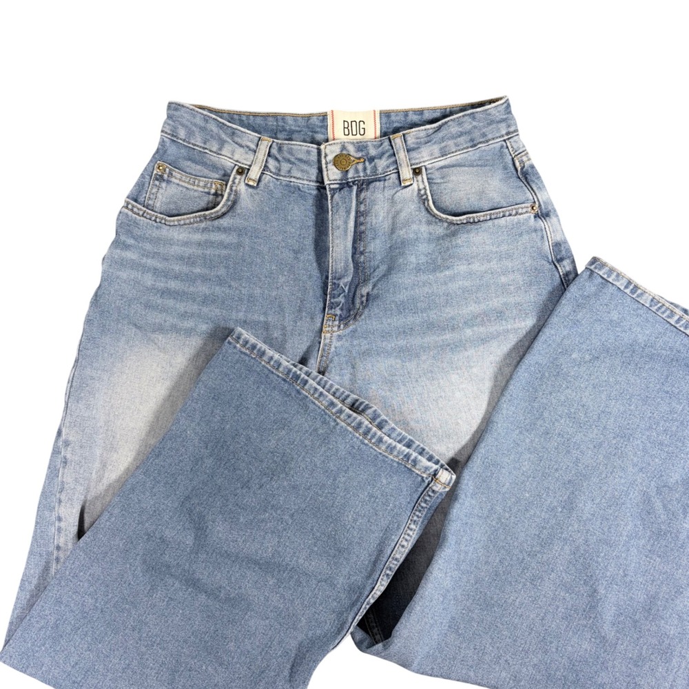 BDG Urban Outfitters High Waisted Baggy Wide Leg Jeans Light Wash Denim 28